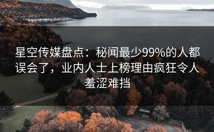 星空传媒盘点：秘闻最少99%的人都误会了，业内人士上榜理由疯狂令人羞涩难挡