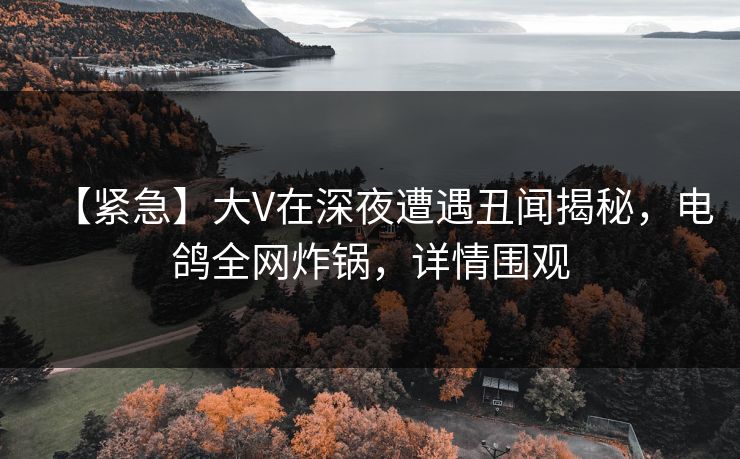 【紧急】大V在深夜遭遇丑闻揭秘，电鸽全网炸锅，详情围观